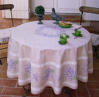 French Round Tablecloth Coated (lavender 2007. natural)